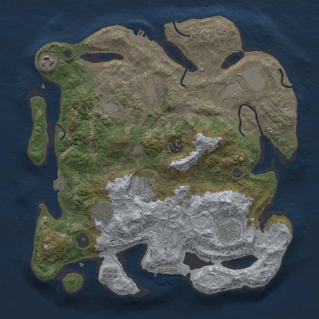 Rust Map: Procedural Map, Size: 3500, Seed: 123134, 16 Monuments