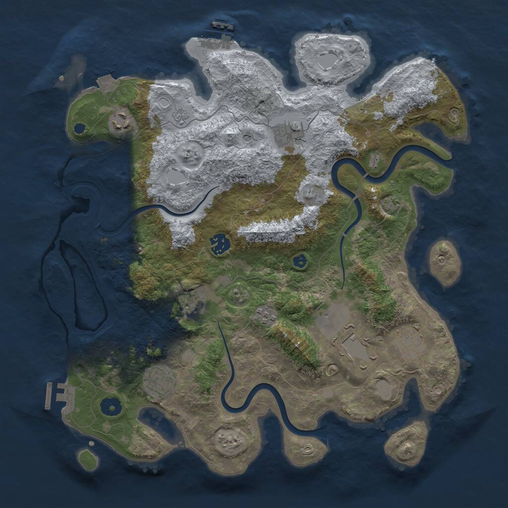 Rust Map: Procedural Map, Size: 3750, Seed: 53217347, 14 Monuments