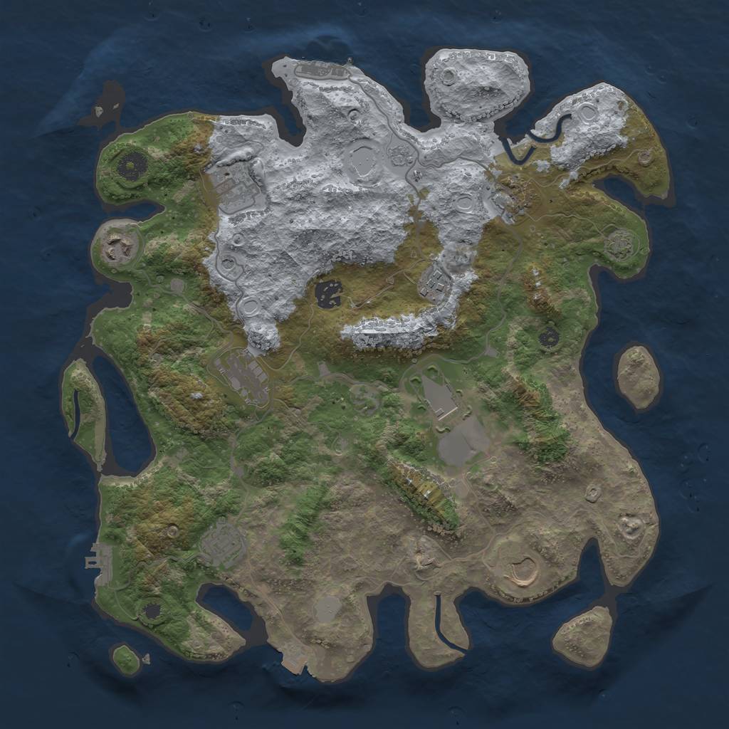 Rust Map: Procedural Map, Size: 3750, Seed: 53217347, 17 Monuments