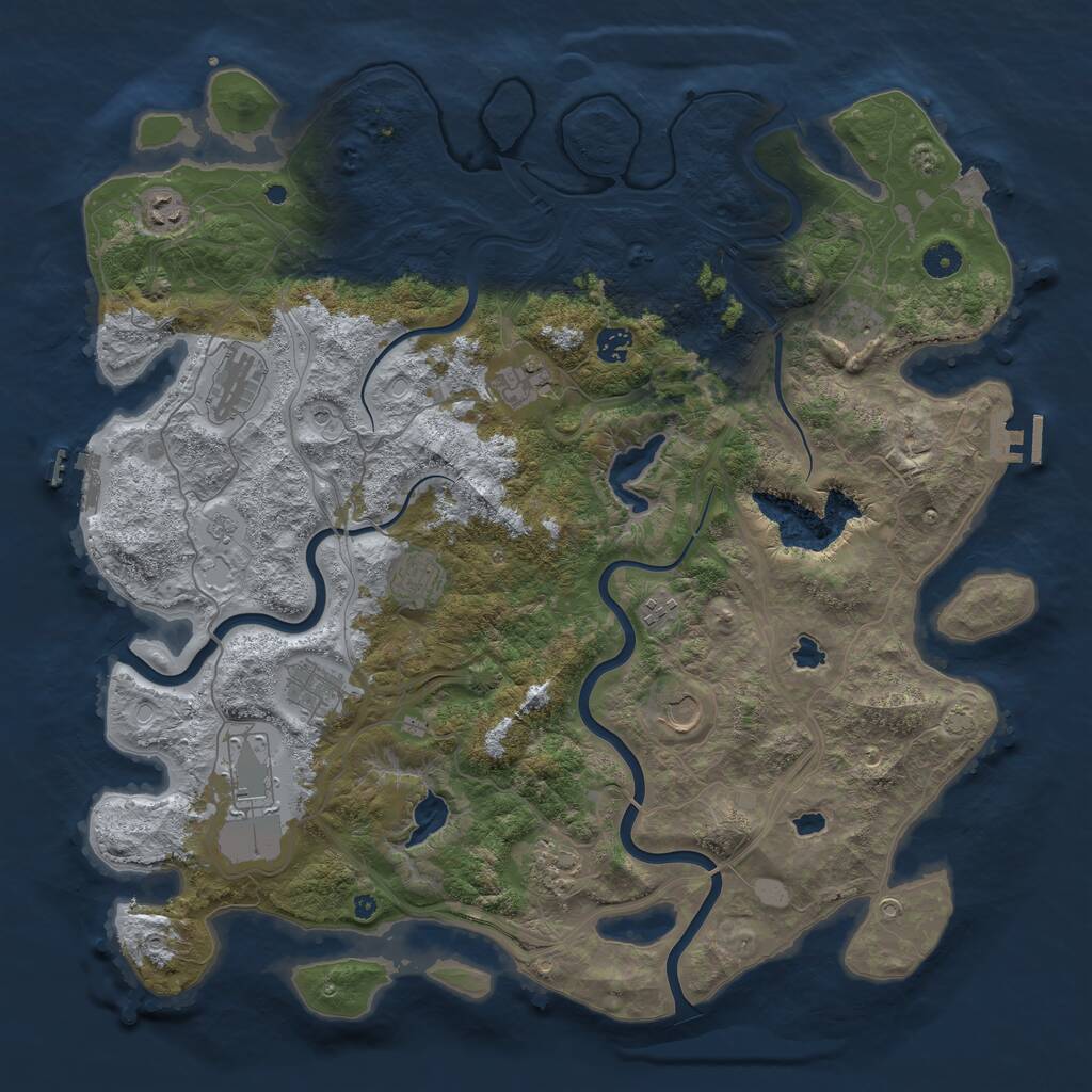 Rust Map: Procedural Map, Size: 4500, Seed: 458623279, 17 Monuments