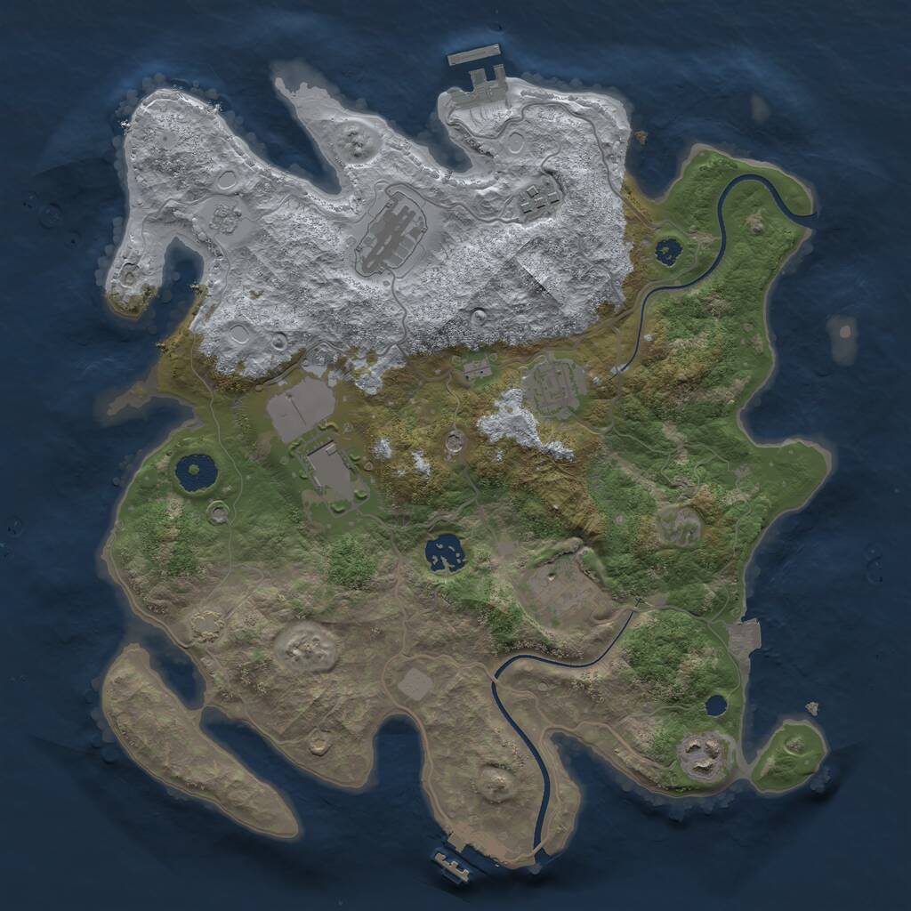 Rust Map: Procedural Map, Size: 3500, Seed: 1490443392, 13 Monuments