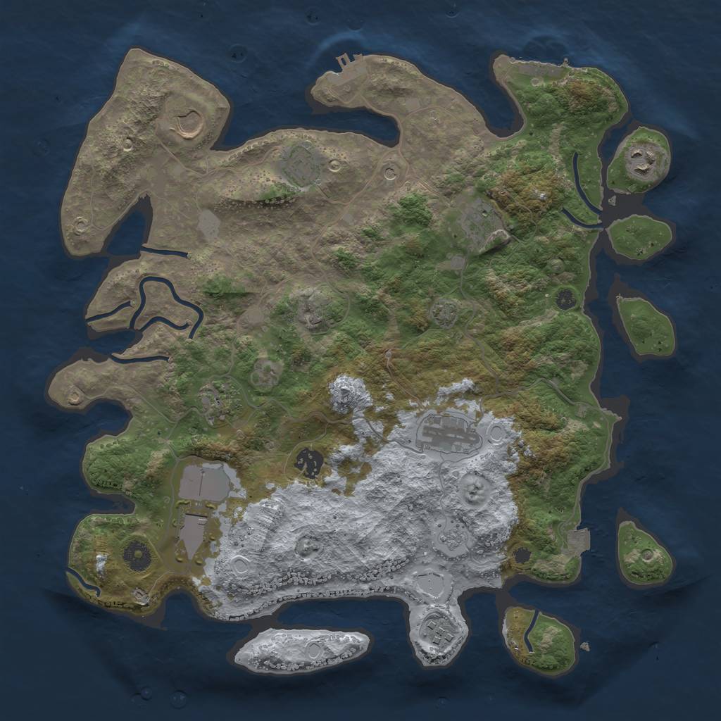 Rust Map: Procedural Map, Size: 3800, Seed: 48331459, 17 Monuments