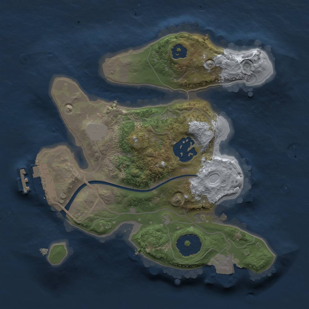 Rust Map: Procedural Map, Size: 2000, Seed: 1911, 3 Monuments