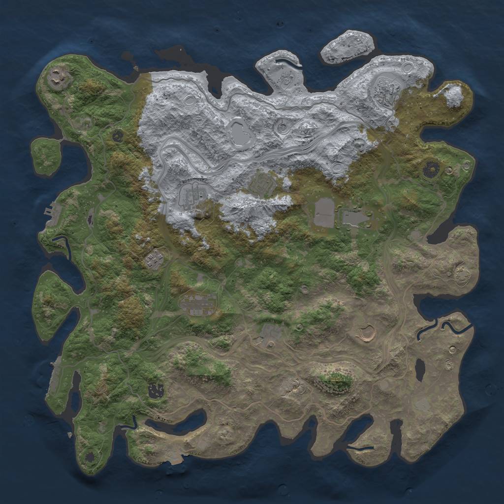 Rust Map: Procedural Map, Size: 4500, Seed: 904340861, 18 Monuments