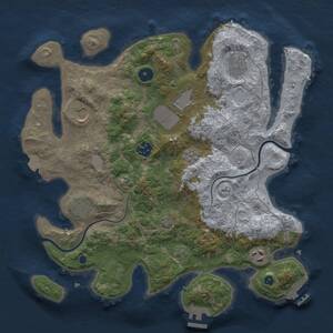 Thumbnail Rust Map: Procedural Map, Size: 3500, Seed: 1352907984, 13 Monuments