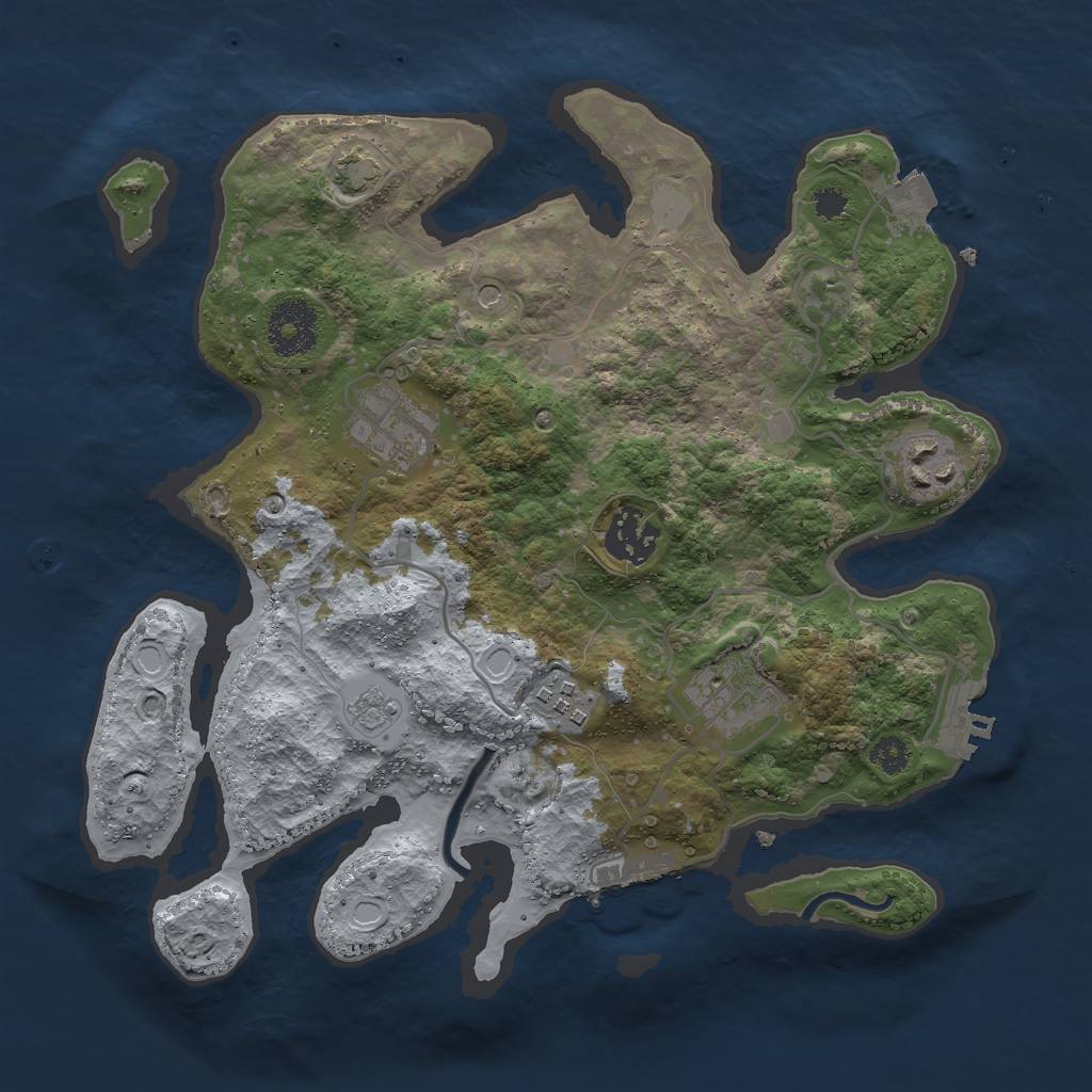 Rust Map: Procedural Map, Size: 3000, Seed: 929557081, 13 Monuments