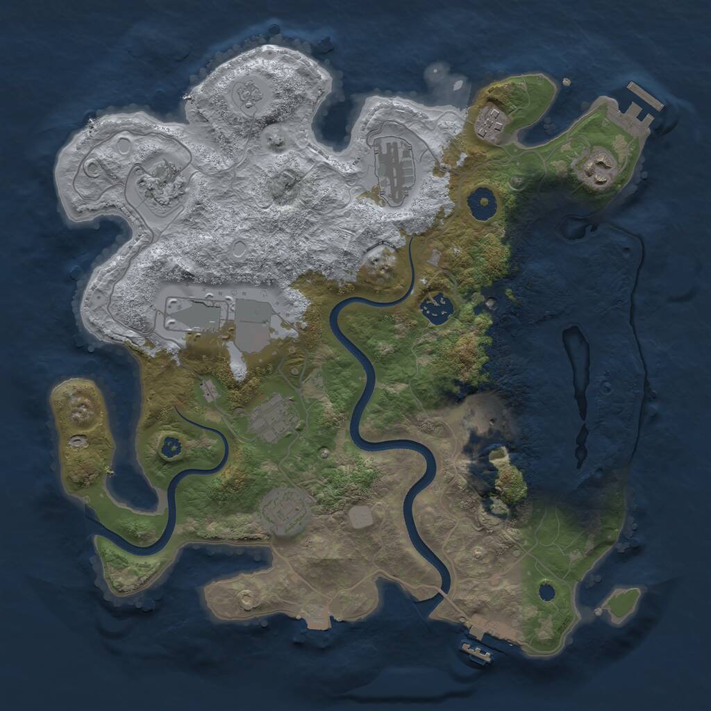 Rust Map: Procedural Map, Size: 3500, Seed: 1789473174, 15 Monuments