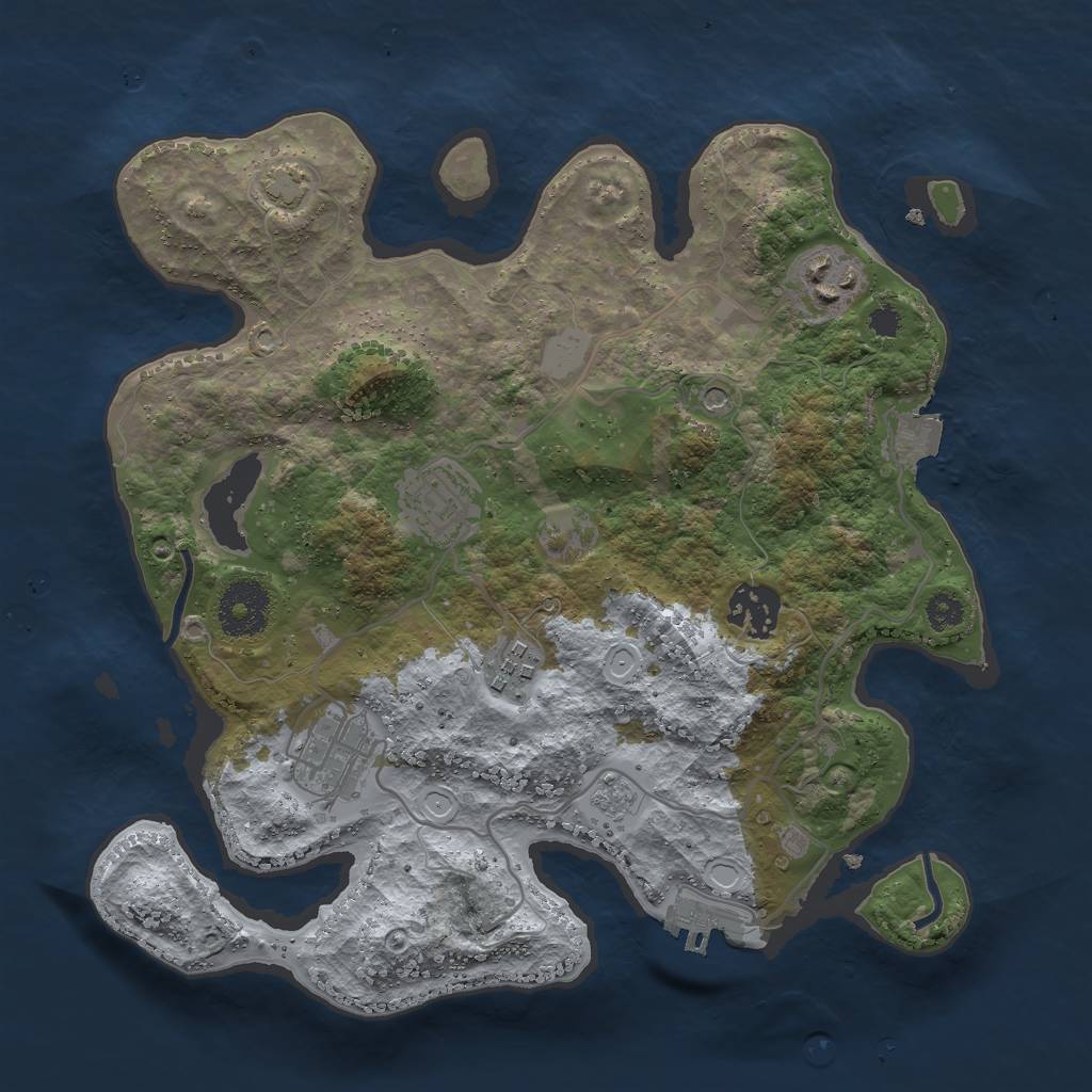 Rust Map: Procedural Map, Size: 3000, Seed: 1179809068, 12 Monuments