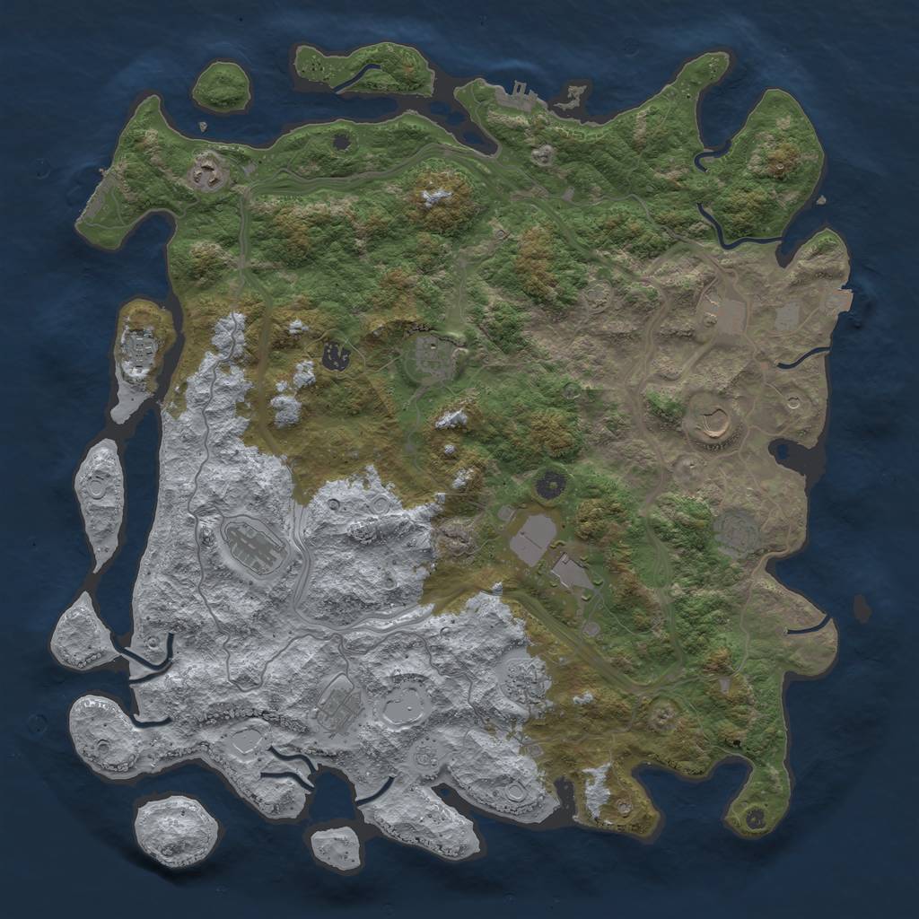 Rust Map: Procedural Map, Size: 4800, Seed: 205891857, 19 Monuments