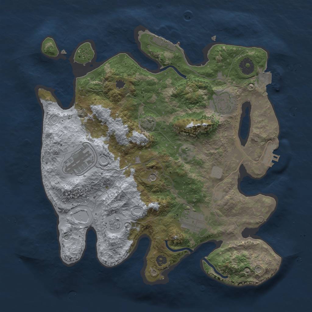 Rust Map: Procedural Map, Size: 3000, Seed: 1688303413, 11 Monuments