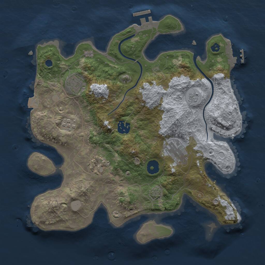 Rust Map: Procedural Map, Size: 3000, Seed: 1174221401, 10 Monuments