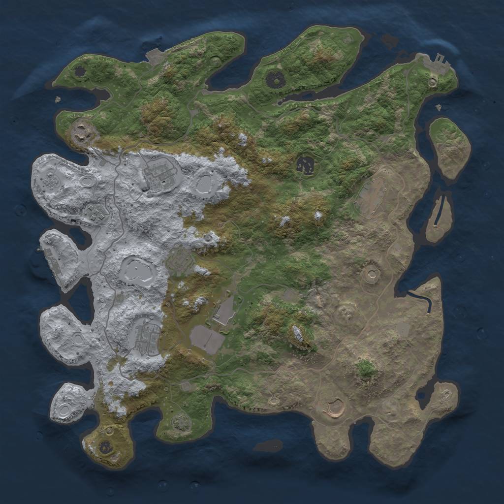 Rust Map: Procedural Map, Size: 4000, Seed: 2015816235, 17 Monuments