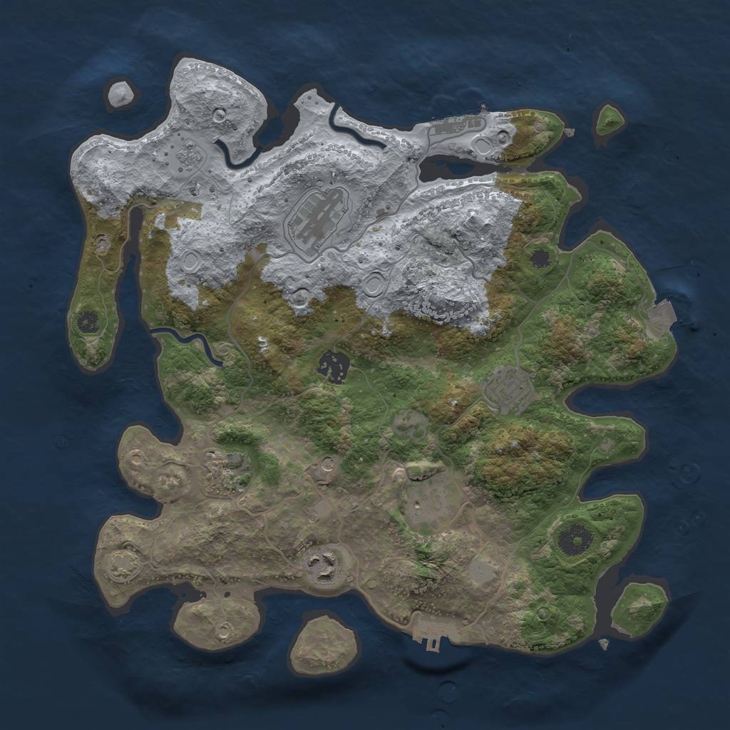 Rust Map: Procedural Map, Size: 3400, Seed: 87309995, 14 Monuments