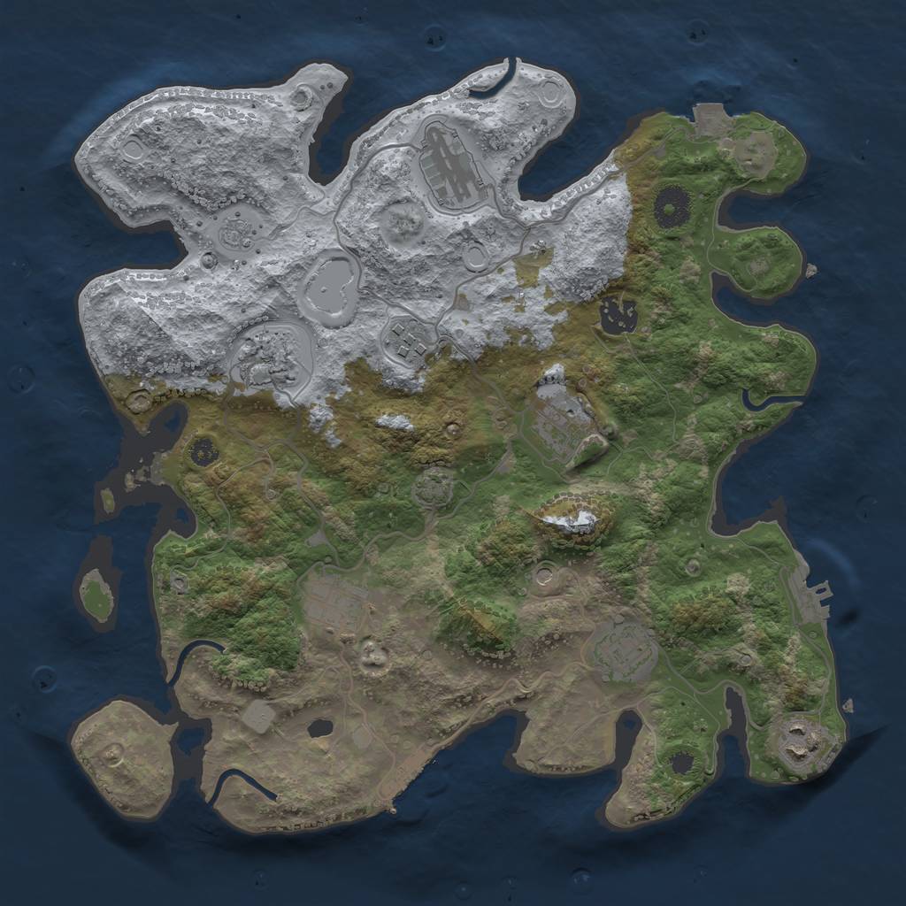 Rust Map: Procedural Map, Size: 3400, Seed: 18992338, 16 Monuments