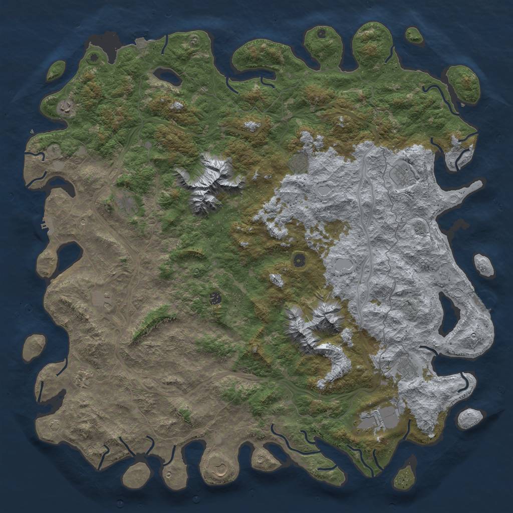 Rust Map: Procedural Map, Size: 6000, Seed: 1974348248, 19 Monuments