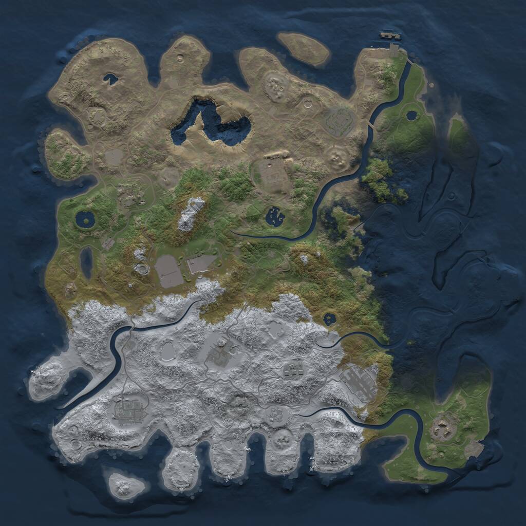 Rust Map: Procedural Map, Size: 4200, Seed: 13371981, 16 Monuments