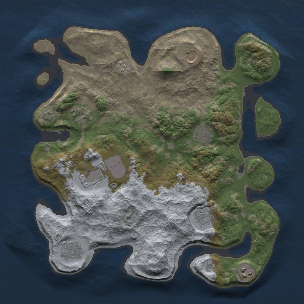 Rust Map: Barren, Size: 3500, Seed: 1823057249, 12 Monuments
