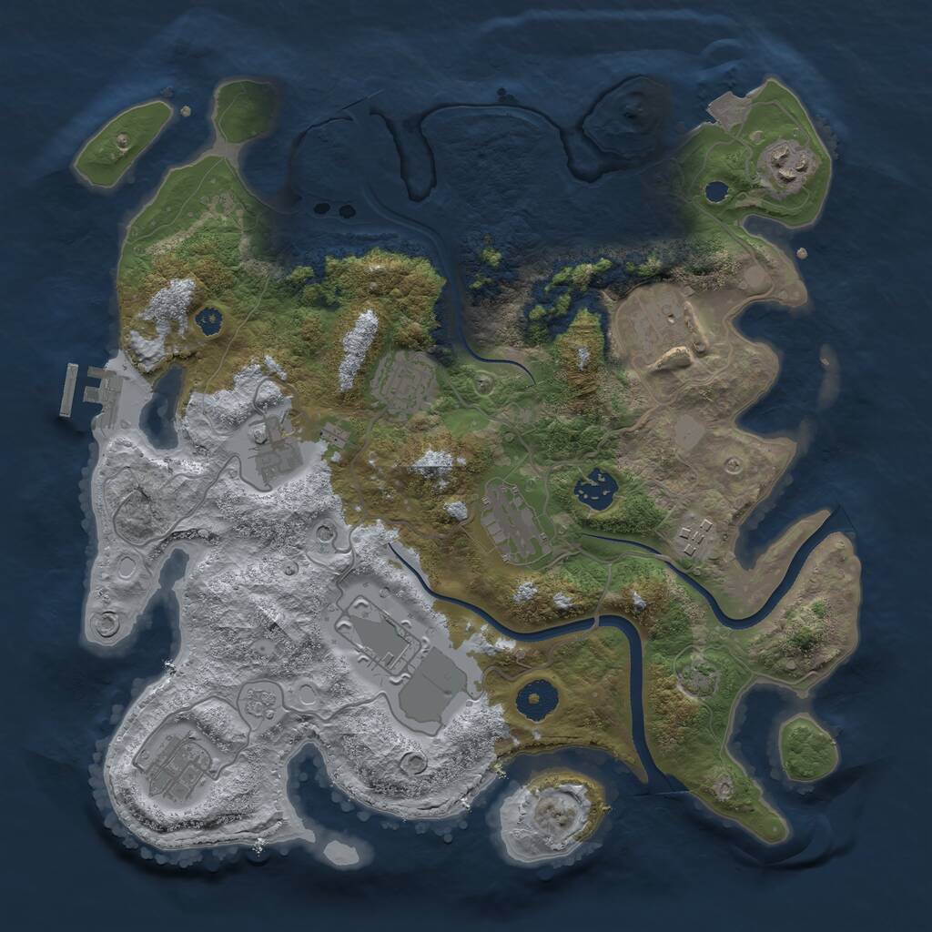 Rust Map: Procedural Map, Size: 3500, Seed: 707292648, 14 Monuments