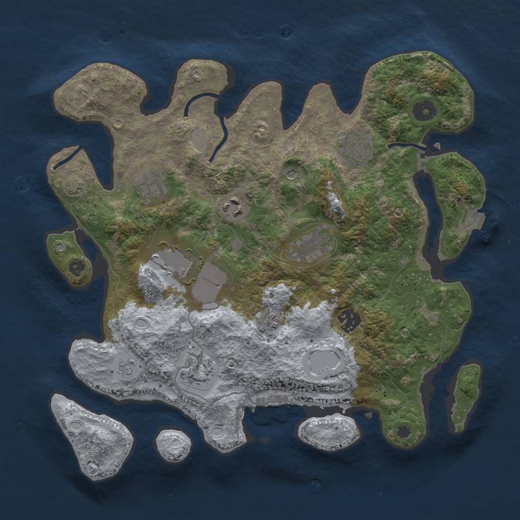 Rust Map: Procedural Map, Size: 3500, Seed: 1453710729, 15 Monuments