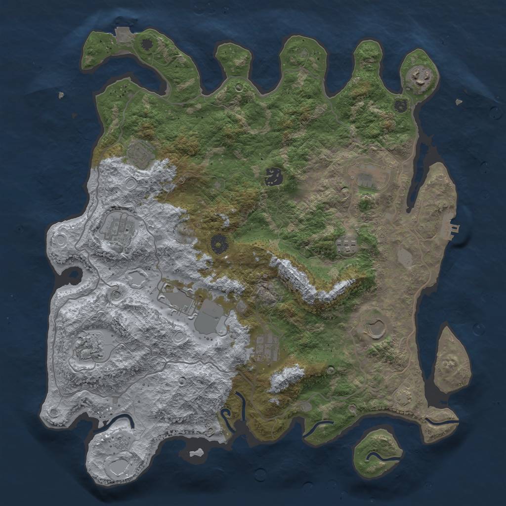 Rust Map: Procedural Map, Size: 4000, Seed: 41243, 17 Monuments
