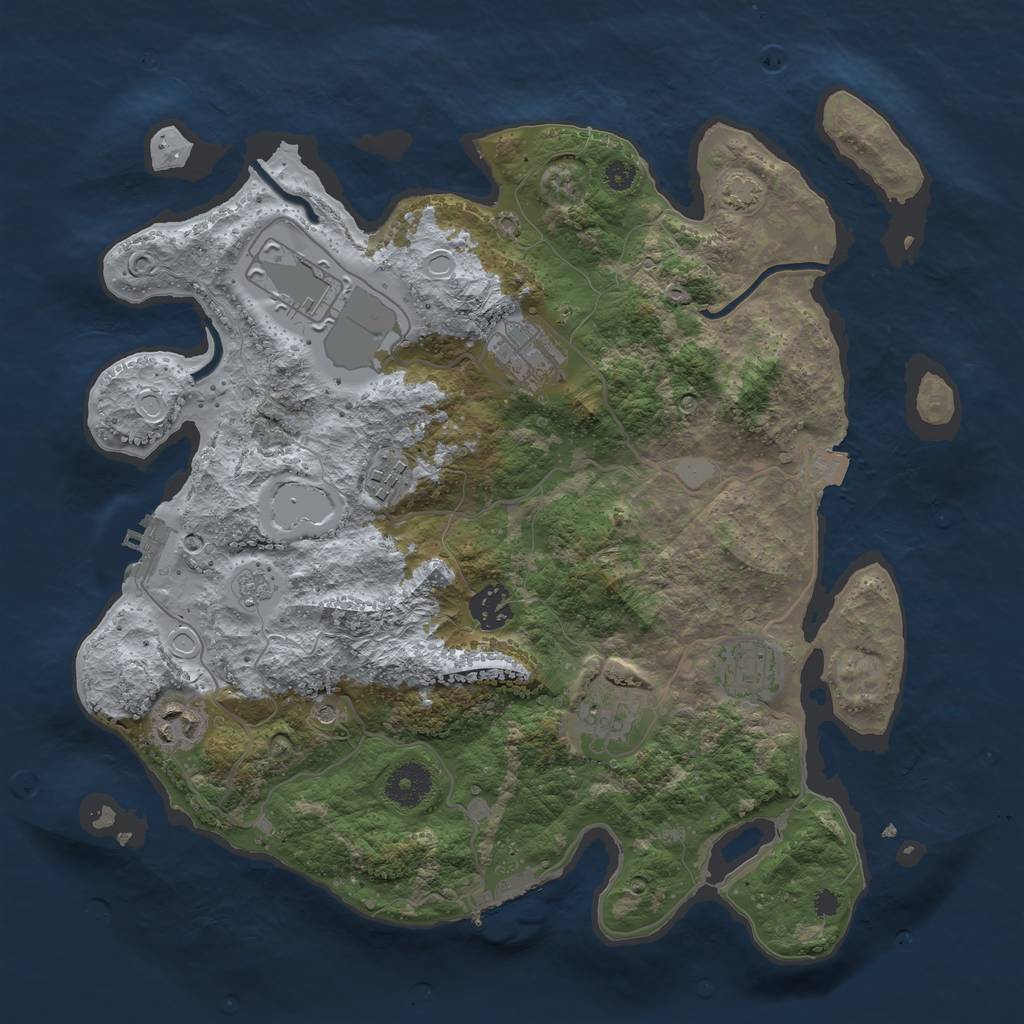 Rust Map: Procedural Map, Size: 3500, Seed: 569220571, 15 Monuments