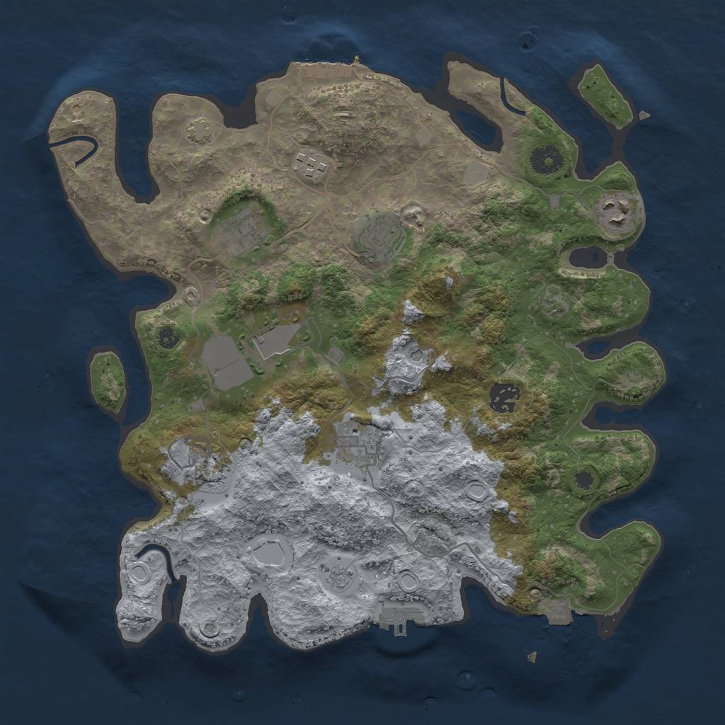 Rust Map: Procedural Map, Size: 3500, Seed: 1944456998, 16 Monuments