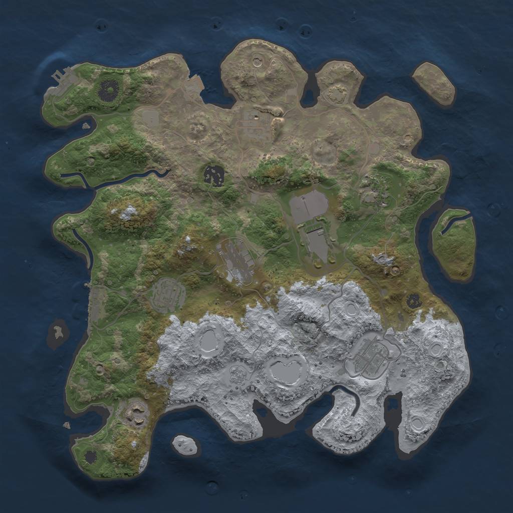Rust Map: Procedural Map, Size: 3500, Seed: 1204430528, 16 Monuments