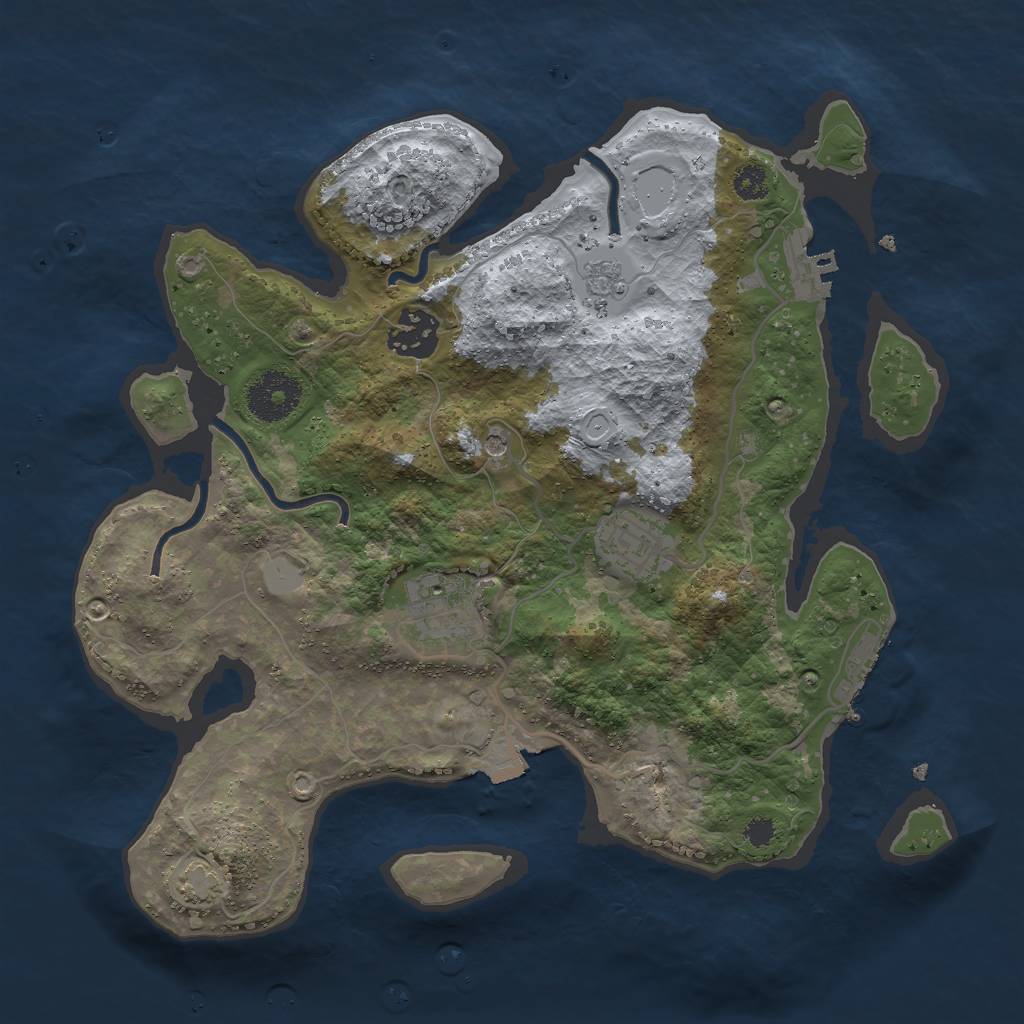 Rust Map: Procedural Map, Size: 3000, Seed: 1597795777, 11 Monuments