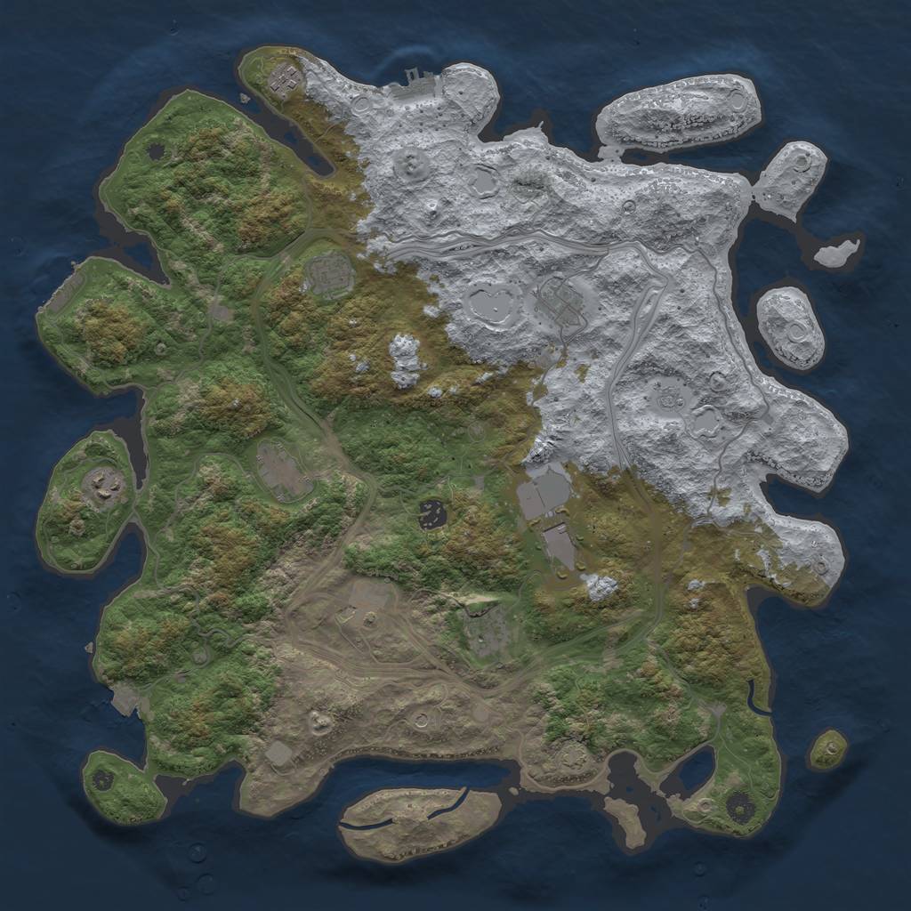 Rust Map: Procedural Map, Size: 4500, Seed: 1883623122, 17 Monuments