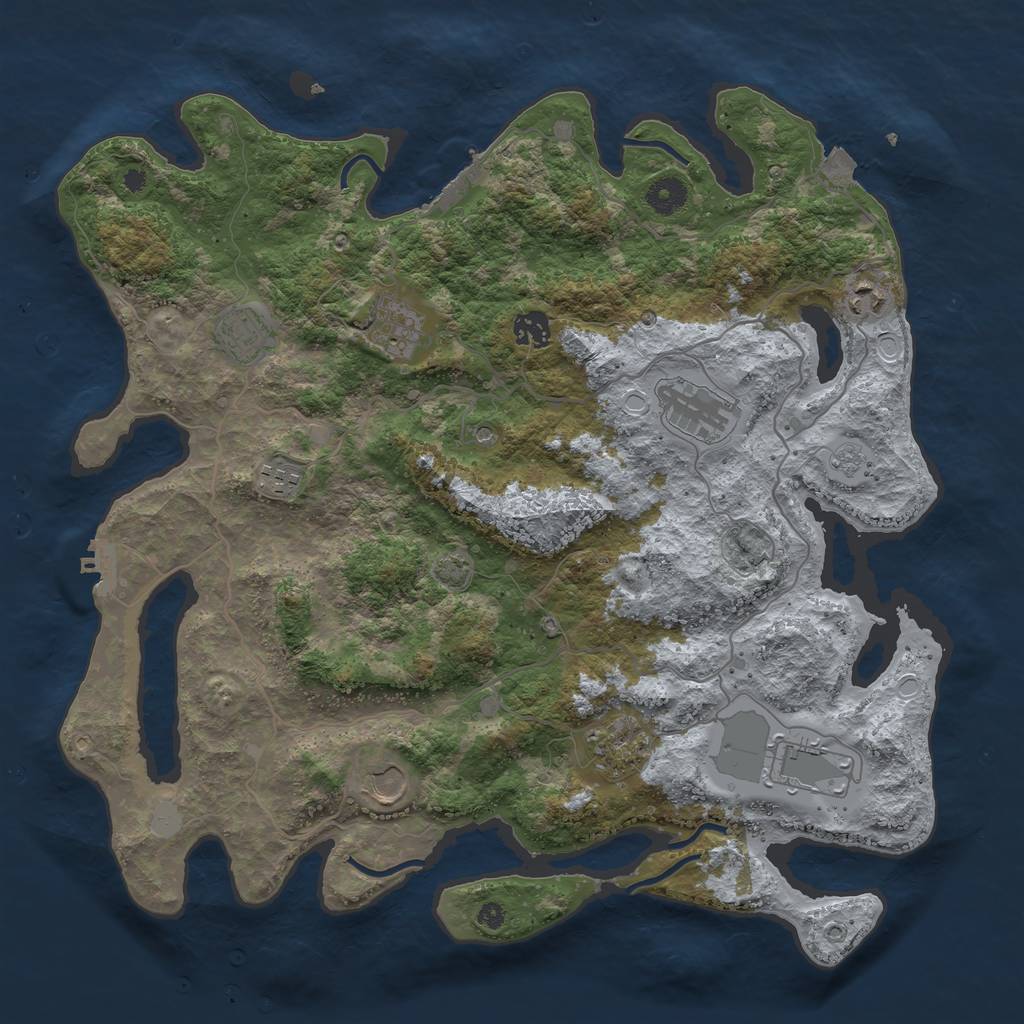 Rust Map: Procedural Map, Size: 4000, Seed: 56437, 17 Monuments