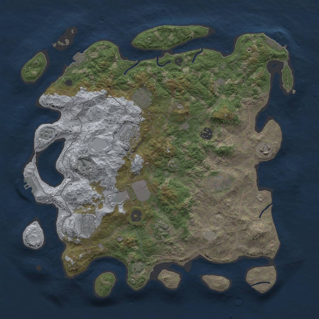 Rust Map: Procedural Map, Size: 4000, Seed: 1562676279, 17 Monuments