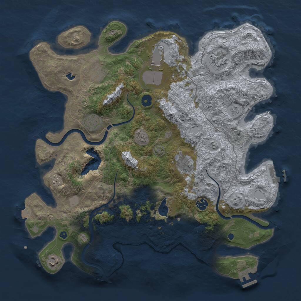 Rust Map: Procedural Map, Size: 4000, Seed: 746923, 14 Monuments