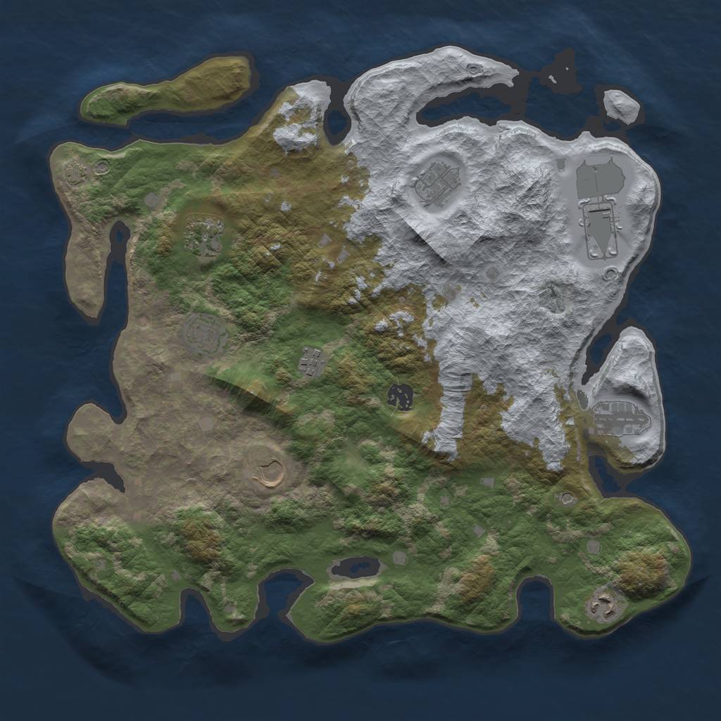 Rust Map: Barren, Size: 4000, Seed: 766824049, 13 Monuments