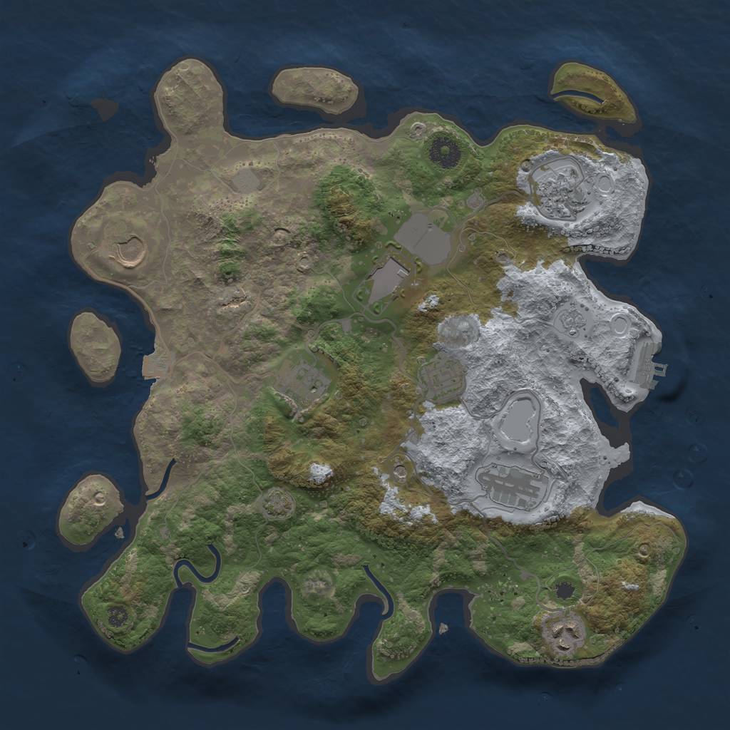 Rust Map: Procedural Map, Size: 3500, Seed: 1918235569, 14 Monuments