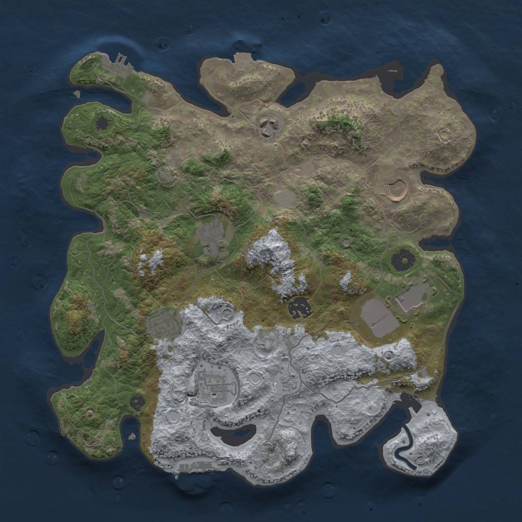 Rust Map: Procedural Map, Size: 3500, Seed: 1644062641, 15 Monuments