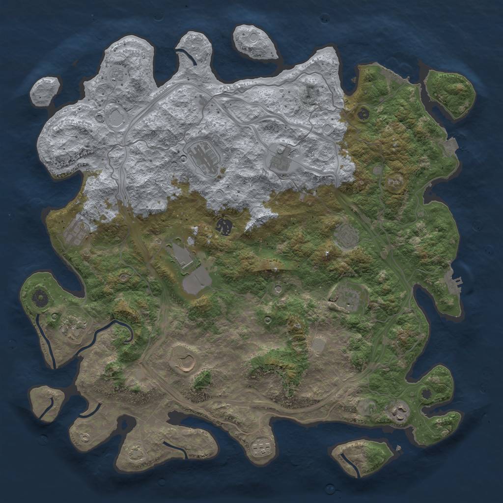 Rust Map: Procedural Map, Size: 4500, Seed: 838634512, 19 Monuments