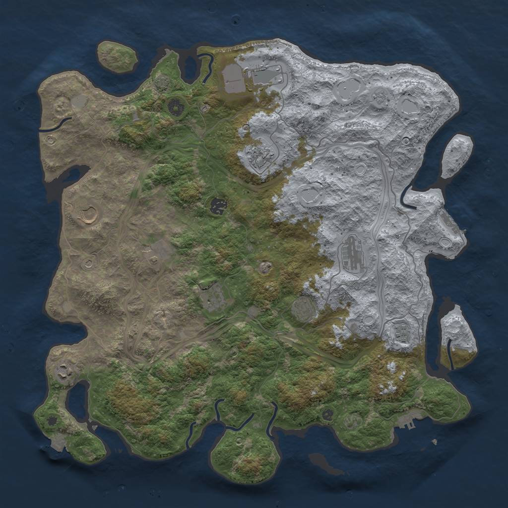 Rust Map: Procedural Map, Size: 4500, Seed: 625928, 18 Monuments