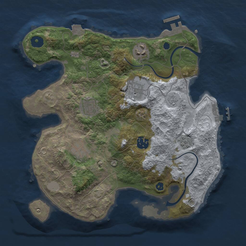 Rust Map: Procedural Map, Size: 3000, Seed: 26216, 11 Monuments