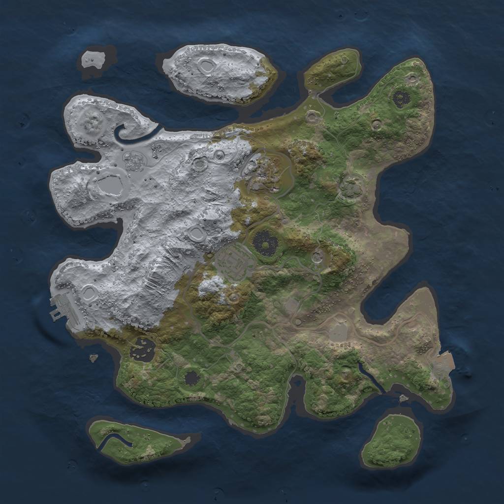 Rust Map: Procedural Map, Size: 3000, Seed: 26197, 10 Monuments