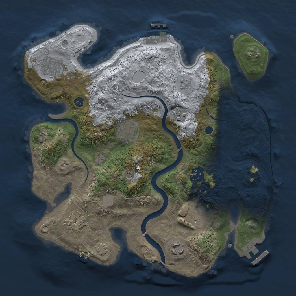 Rust Map: Procedural Map, Size: 3000, Seed: 1195422023, 13 Monuments