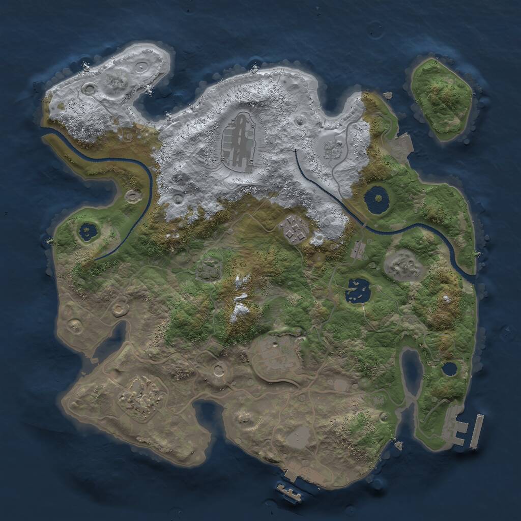 Rust Map: Procedural Map, Size: 3000, Seed: 1195422023, 11 Monuments