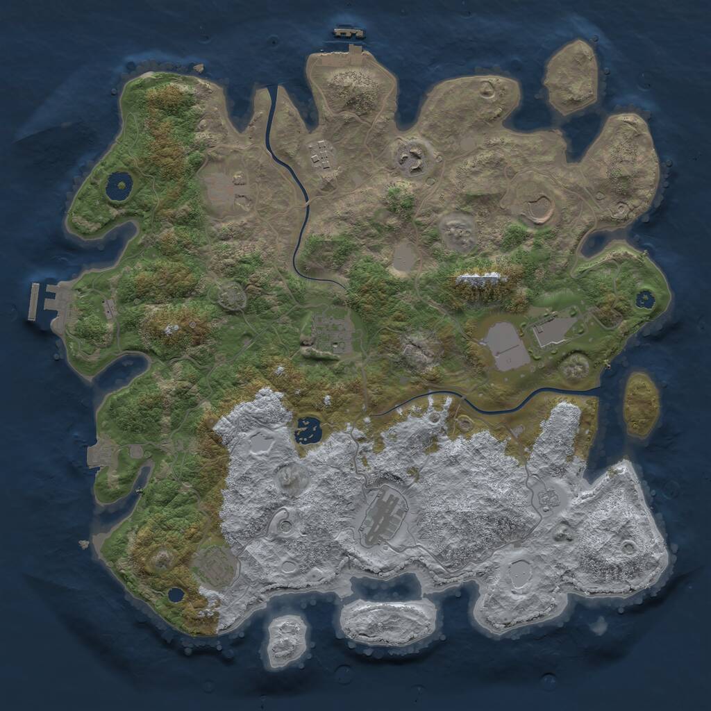 Rust Map: Procedural Map, Size: 3800, Seed: 48372437, 15 Monuments