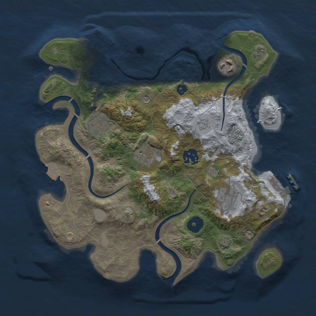 Rust Map: Procedural Map, Size: 3000, Seed: 4187695, 12 Monuments