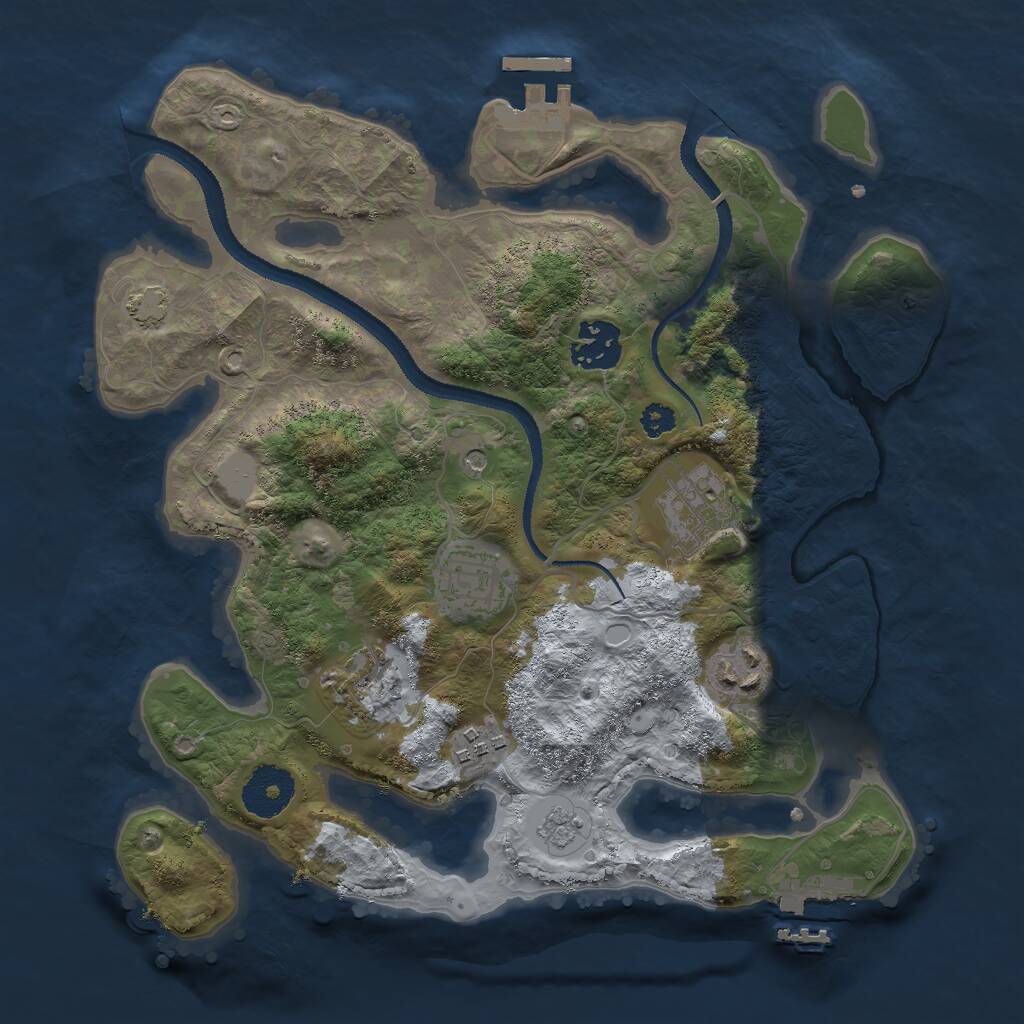 Rust Map: Procedural Map, Size: 3000, Seed: 2107126027, 12 Monuments