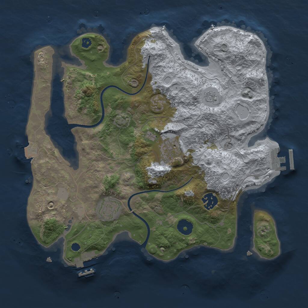 Rust Map: Procedural Map, Size: 3000, Seed: 1577817835, 9 Monuments
