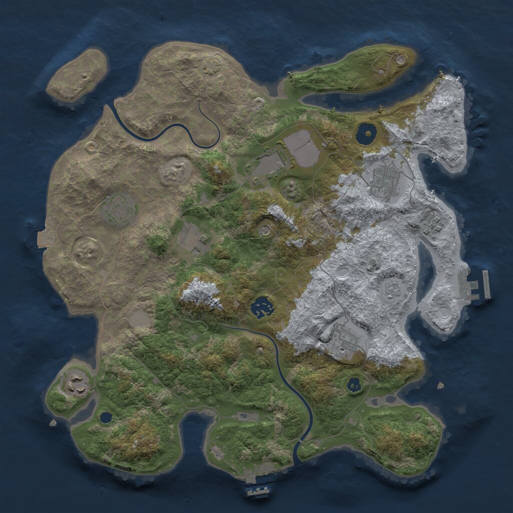 Rust Map: Procedural Map, Size: 3600, Seed: 93440354, 14 Monuments