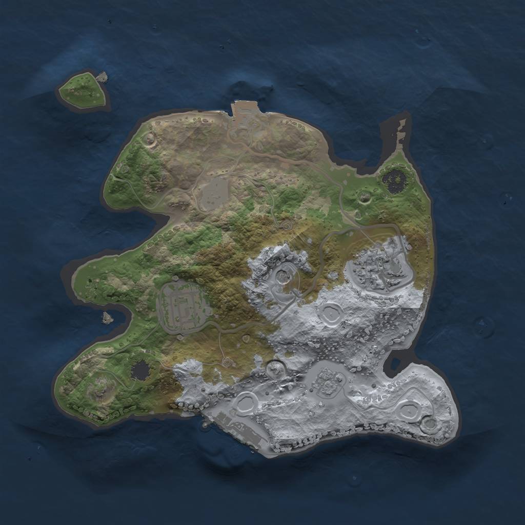 Rust Map: Procedural Map, Size: 2300, Seed: 351288446, 8 Monuments