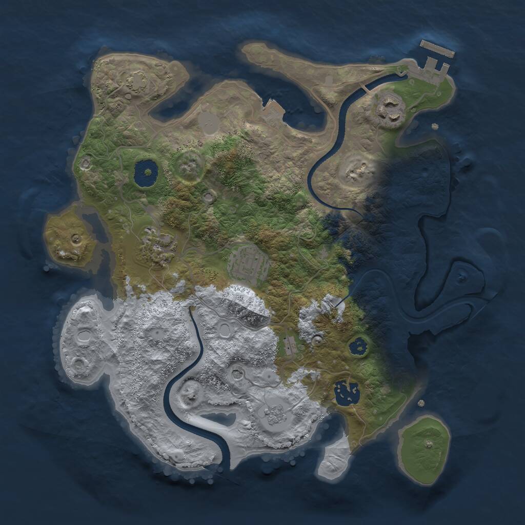Rust Map: Procedural Map, Size: 3000, Seed: 1297112647, 9 Monuments