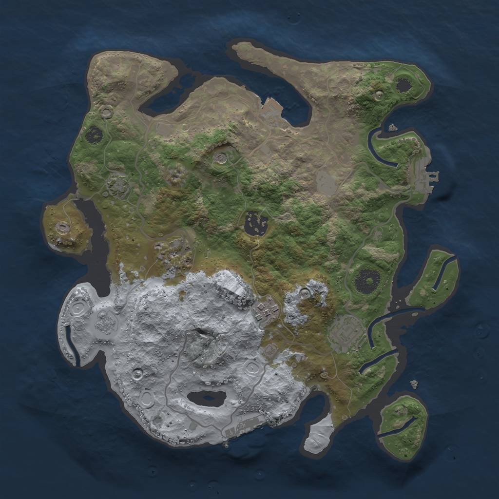 Rust Map: Procedural Map, Size: 3000, Seed: 1297112647, 12 Monuments