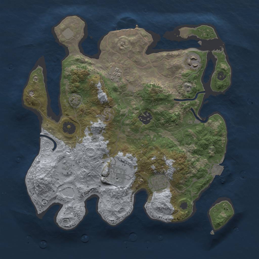 Rust Map: Procedural Map, Size: 3000, Seed: 163339905, 11 Monuments